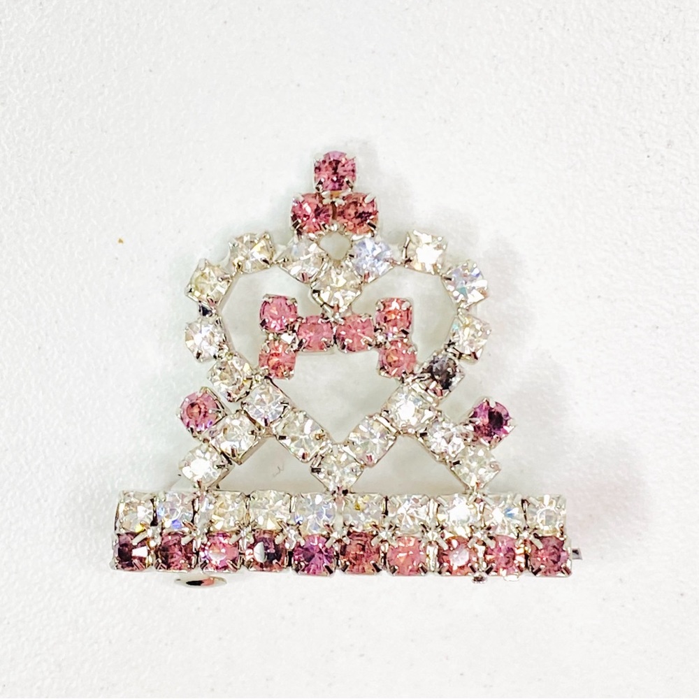 {4 for $20} Princess Pink Clear Rhinestone Tiara Puppy Dog Silver Tone Hair Clip